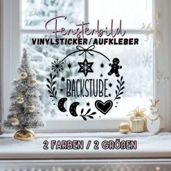 Sticker & Aufkleber|frickelfrieda Backstube Kekse Plätzchen Aufkleber Fensterbild für die Weihnachtsbäckerei