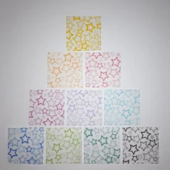 Kerzen & Beleuchtung|Geisterliebe Bascettasterne Stern im Stern – 10 transparente/bunte Deko-Sterne aus Transparentpapier, 7,5cm, individuell wählbar