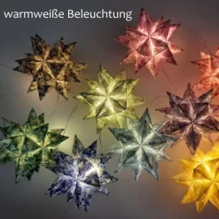 Kerzen & Beleuchtung|Geisterliebe Bascettasterne Stern im Stern – 10 transparente/bunte Deko-Sterne aus Transparentpapier, 7,5cm, individuell wählbar