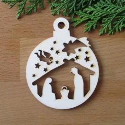 Baumschmuck|holzmeile Baumhänger Kugel Krippe aus Holz – Geschenkanhänger & Baumschmuck