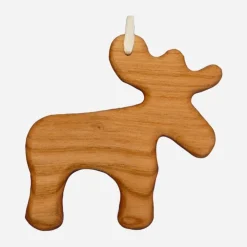 Sale Baumschmuck Elch aus Kirschbaum-Holz – Handgefertigter Geschenkanhänger, 7,5 cm Baumschmuck