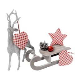 Best Baumschmuck 3er Set, Stern und Herzen rot kariert Baumschmuck
