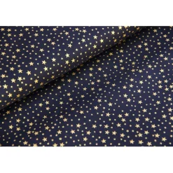 New Baumwollgewebe, dunkelblau, bedruckt mit "goldenen" Sternen, 140 cm breit, Meterware, Preis pro 0,5 lfdm Weihnachtsstoffe