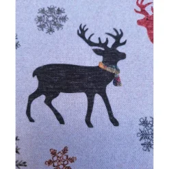 Best Baumwollstoff mit Hirsch,Schneeflocken,Tannen,Weihnachtsstoff, Breite 1,40 m, Meterware, natur, braun, rot, grau, grün Weihnachtsstoffe