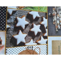 Best Baumwollstoff mit Weihnachtsmotiven, Weihnachtsstoff, Breite 1,40 m, Meterware, braun, beige, wieß, grün Weihnachtsstoffe