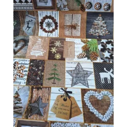 Best Baumwollstoff mit Weihnachtsmotiven, Weihnachtsstoff, Breite 1,40 m, Meterware, braun, beige, wieß, grün Weihnachtsstoffe