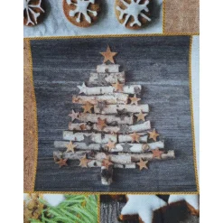 Best Baumwollstoff mit Weihnachtsmotiven, Weihnachtsstoff, Breite 1,40 m, Meterware, braun, beige, wieß, grün Weihnachtsstoffe