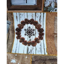 Best Baumwollstoff mit Weihnachtsmotiven, Weihnachtsstoff, Breite 1,40 m, Meterware, braun, beige, wieß, grün Weihnachtsstoffe