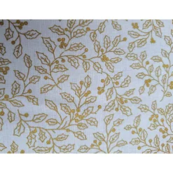 Clearance Baumwollstoff natur mit Mistel in Gold,Weihnachtsstoff, Meterware, Winterstoff, Breite 1,40 m, 100% Baumwolle Weihnachtsstoffe