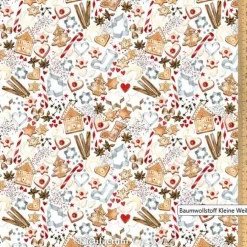 Clearance Baumwollstoff Weihnachtsbäckerei von acufactum by Kerstin Heß Weihnachtsstoffe