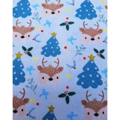 Weihnachtsstoffe|liebelein-handarbeiten Baumwollstoff, Weihnachtsstoff, Tannenbaum, Rentier, Breite 1,40 m, Meterware, natur, mint