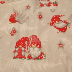 Discount Baumwollstoff, Wichtel, Grau - Rot, Weihnachten, Advent, 160 cm breit Weihnachtsstoffe