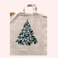 Outlet Baumwoll-Tasche mit weihnachtlichen Motiven und langen Henkel Säckchen & Beutel