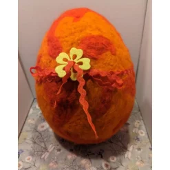 Outlet Befüllbares Osterei aus Styropor und Filzwolle, Orange/ Rot Ostereier