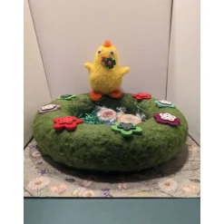 Clearance Befüllbares Osternest mit Küken, hergestellt mit Nadelfilztechnik Osterkörbchen