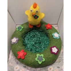 Clearance Befüllbares Osternest mit Küken, hergestellt mit Nadelfilztechnik Osterkörbchen