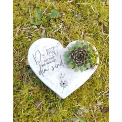 Hot Bepflanztes Herz aus Beton mit Schriftzug Grabschmuck Trauer Grabgesteck Grabherz Gedenksteine