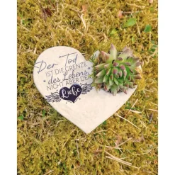 Hot Bepflanztes Herz aus Beton mit Schriftzug Grabschmuck Trauer Grabgesteck Grabherz Gedenksteine