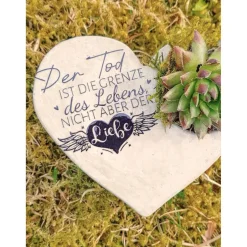Hot Bepflanztes Herz aus Beton mit Schriftzug Grabschmuck Trauer Grabgesteck Grabherz Gedenksteine