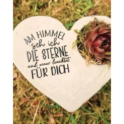 Discount Bepflanztes Herz aus Beton mit Schriftzug Grabschmuck Trauer Grabgesteck Grabherz Gedenksteine