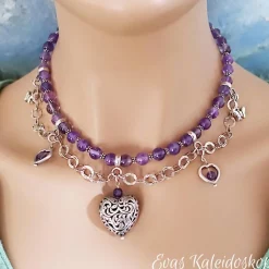 Online Besondere Trachtenkette aus Amethyst und Silber, Wies`n Trachtenschmuck