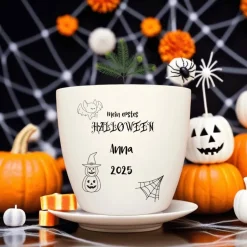 Deko Halloween|Naturmacher Besonderes Geschenk - Blumentopf graviert - Erstes Halloween
