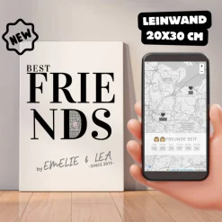 Beste Freunde | Personalisiertes Bild auf Leinwand 20x30cm | BFF Hochzeitsgeschenke