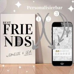 Beste Freunde | Personalisiertes Bild auf Leinwand 20x30cm | BFF Hochzeitsgeschenke