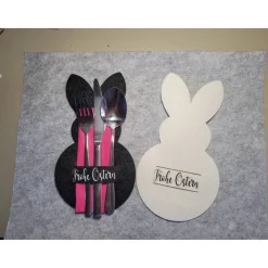 Hot Besteckhalter mit Osterhase aus Filz. Tischdeko für Ostern. Geschenk oder Mitbringsel Ostertischdeko