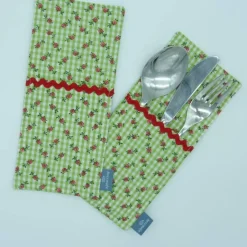 Tischdekoration|hessmade Bestecktasche aus Trachtenstoff mit Rosen Handarbeit
