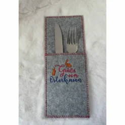 Ostertischdeko|Queeny DIY with Heart Bestecktaschen Ostern 4er Set – Handgemacht, Filz, Stickerei, verschiedene Farben