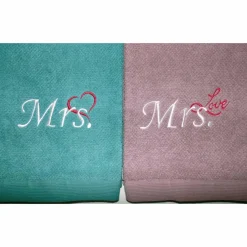 Bestickte Handtücher Mr. & Mrs. Love mit Monogramm Frotteetuch 2er Set Geschenk für Verliebte Hochzeit Valentinstag Gastgeschenke