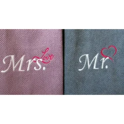 Bestickte Handtücher Mr. & Mrs. Love mit Monogramm Frotteetuch 2er Set Geschenk für Verliebte Hochzeit Valentinstag Gastgeschenke