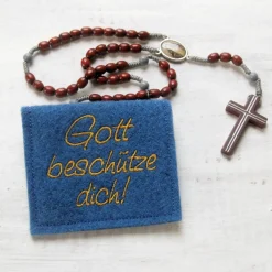 Clearance Bestickte Rosenkranztasche aus Filz *Motiv "Gott beschütze dich" *individuell angefertigt Rosenkranztäschchen