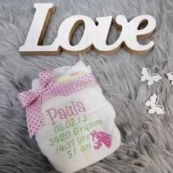 Bestickte Windel mit Spruch: Die goldene Windel für die beste Hebamme Geschenke