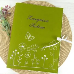 Best bestickte Zeugnismappe personalisiert aus Filz – Geschenk zum Schulanfang für Mädchen Kinder Einschulung