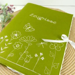Best bestickte Zeugnismappe personalisiert aus Filz – Geschenk zum Schulanfang für Mädchen Kinder Einschulung