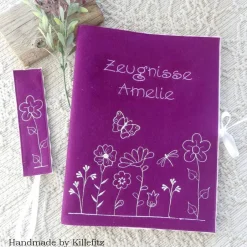 Best bestickte Zeugnismappe personalisiert aus Filz – Geschenk zum Schulanfang für Mädchen Kinder Einschulung
