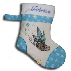 Best Bestickter Nikolausstiefel Weihnachtsstiefel Geschenkbeutel personalisierter Wunschname flauschige Krempe Nikolausstiefel