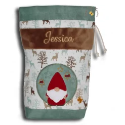 Clearance Bestickter Weihnachtsbeutel Nikolaus-Applikation personalisierter Nikolausbeutel weihnachtlicher Geschenksack Wunschname Säckchen & Beutel