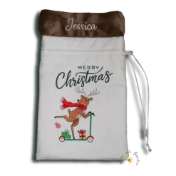 Säckchen & Beutel|Deko und Taschen Bestickter Weihnachtsbeutel Nikolausbeutel weihnachtlicher Geschenkbeutel personalisierter Wunschname flauschige Krempe