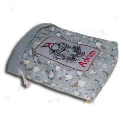 Säckchen & Beutel|Deko und Taschen Bestickter Weihnachtsbeutel witziges Nikolausmotiv personalisierter weihnachtlicher Geschenksack Wunschname