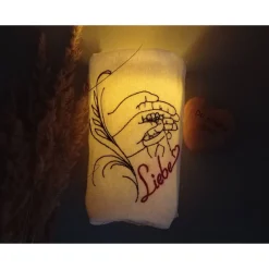 Besticktes Lichtersäckchen, Trauerlicht, Erinnerungslicht - Liebe mit Händen - Gedenklicht, Fehlgeburt Mutmacher