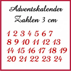 Adventskalenderzahlen|stuemperei Bügelbild Zahlen 1-24 Adventskalender aus Flockfolie – individuell wählbare Farbe