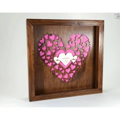 Geldgeschenke|Hübsches Aus Holz Bilderrahmen "personalisiertes Geldgeschenk zur Hochzeit" aus Fichtenholz, braun