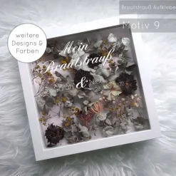 Hochzeitsalben|SelfmadeStudio Bilderrahmen Weiß mit Schriftzug – Dein getrockneter Brautstrauß als personalisierte Hochzeitserinnerung