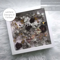 Hochzeitsalben|SelfmadeStudio Bilderrahmen Weiß mit Schriftzug – Dein getrockneter Brautstrauß als personalisierte Hochzeitserinnerung