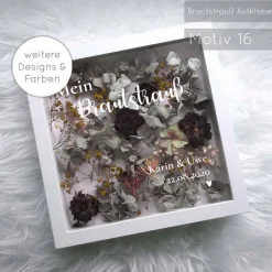 Hochzeitsalben|SelfmadeStudio Bilderrahmen Weiß mit Schriftzug – Dein getrockneter Brautstrauß als personalisierte Hochzeitserinnerung