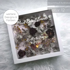 Hochzeitsalben|SelfmadeStudio Bilderrahmen Weiß mit Schriftzug – Dein getrockneter Brautstrauß als personalisierte Hochzeitserinnerung
