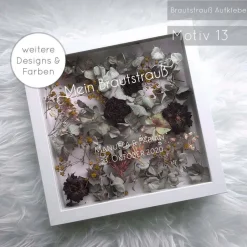 Hochzeitsalben|SelfmadeStudio Bilderrahmen Weiß mit Schriftzug – Dein getrockneter Brautstrauß als personalisierte Hochzeitserinnerung